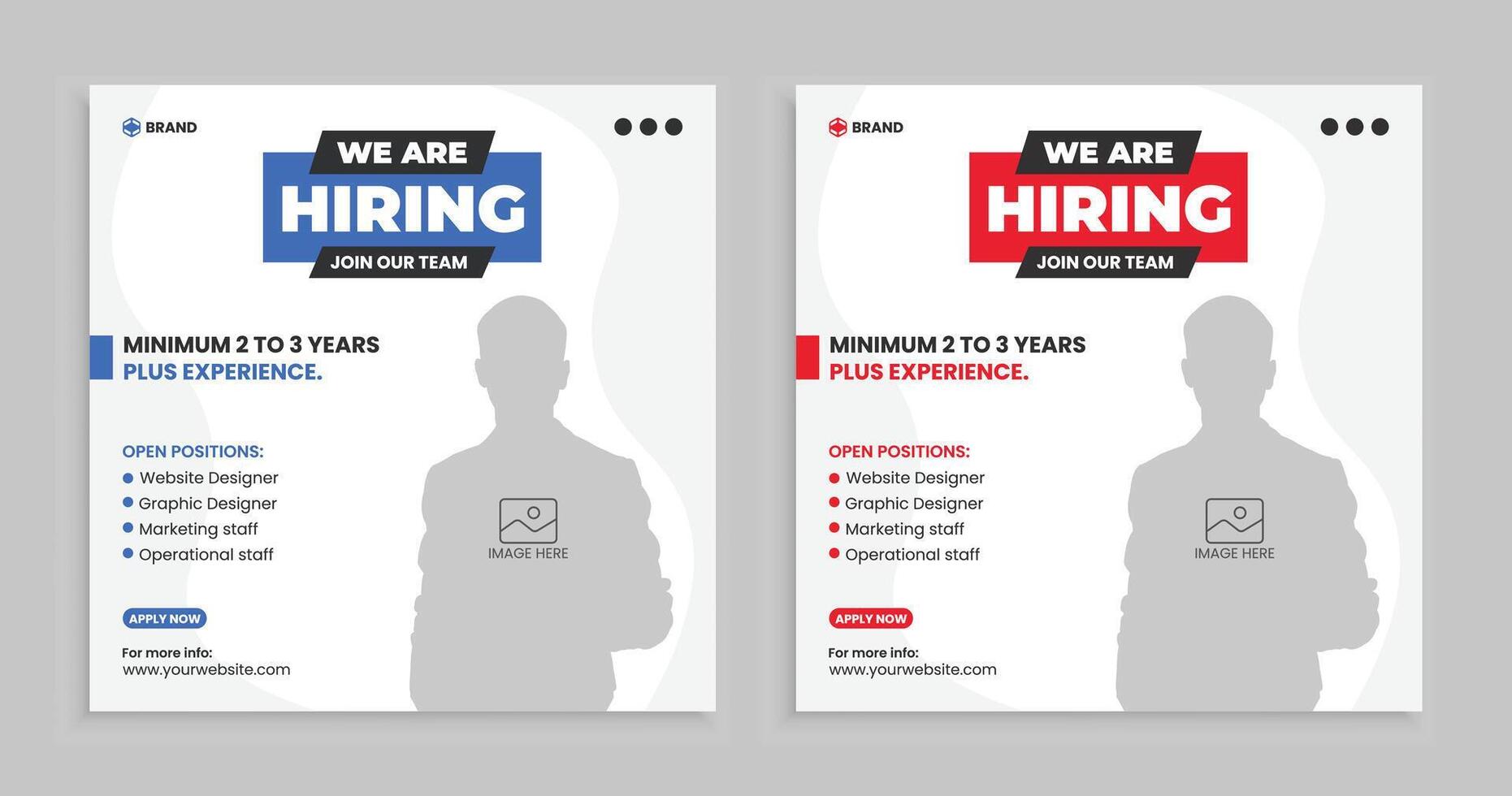 We are hiring job vacancy web banner and social media post template vector