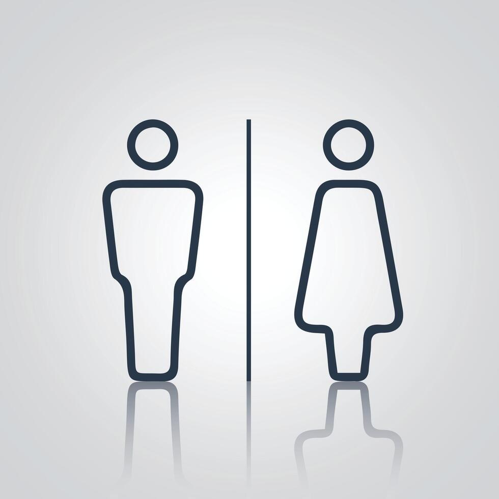 Pictograms of a man and a woman, restroom door signs, with a silver background vector