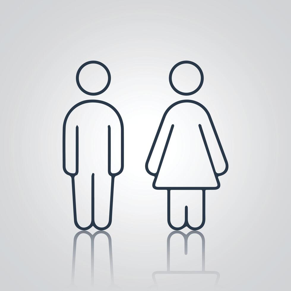 Pictograms of a man and a woman, Toilet Doors signs, icons, with a silver background vector
