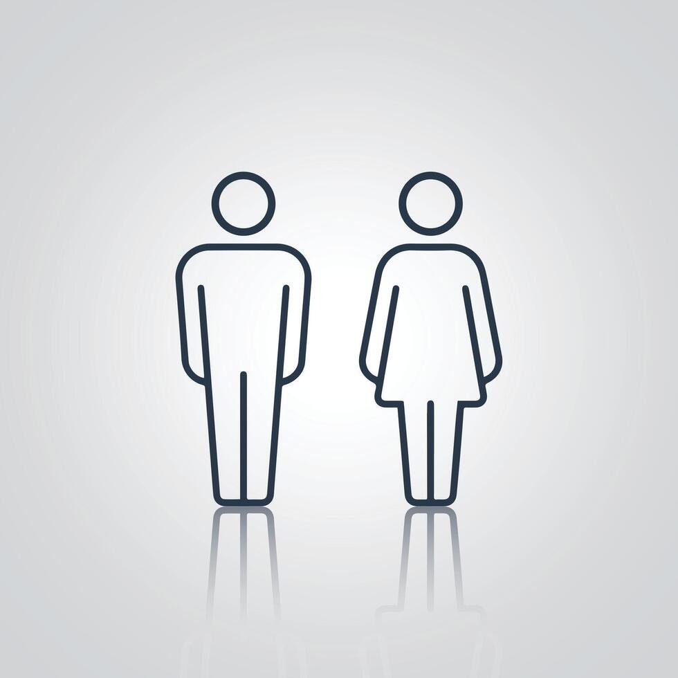 Pictograms of a man and a woman, public restroom door signs, icons, vector