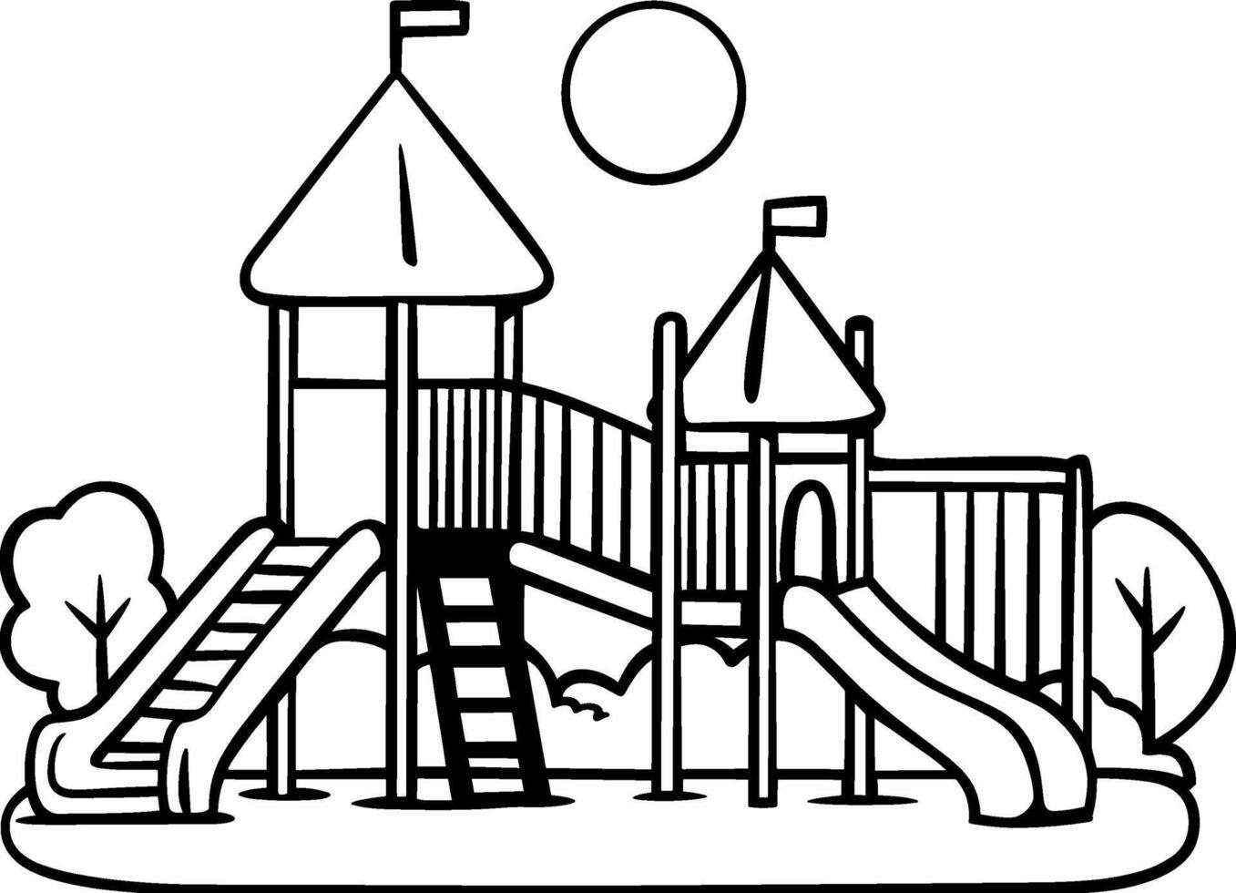 Playground Silhouette with Slide and Stairs for Kids Outdoor Play vector