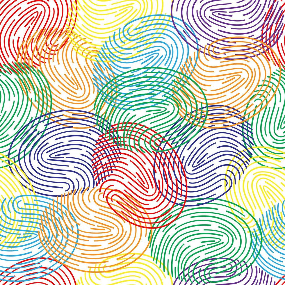 Seamless background made from colorful fingerprints. Multicolor pattern for your design. Rainbow colors. vector