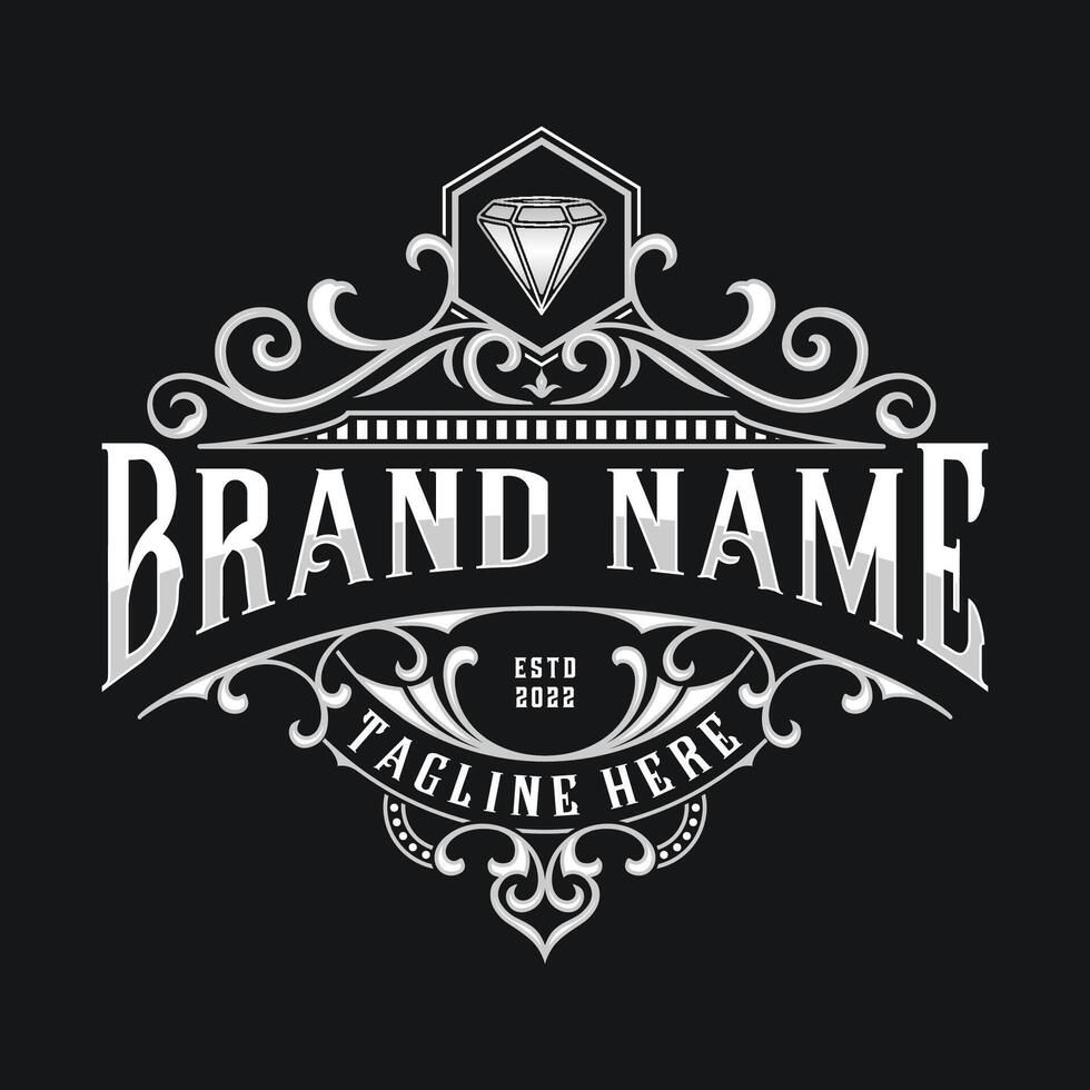 luxury ornament logo. with the concept of writing in an ornamental frame. suitable for jewelry, boutiques, hotels, labels, barbers and for products that want to look elegant vector