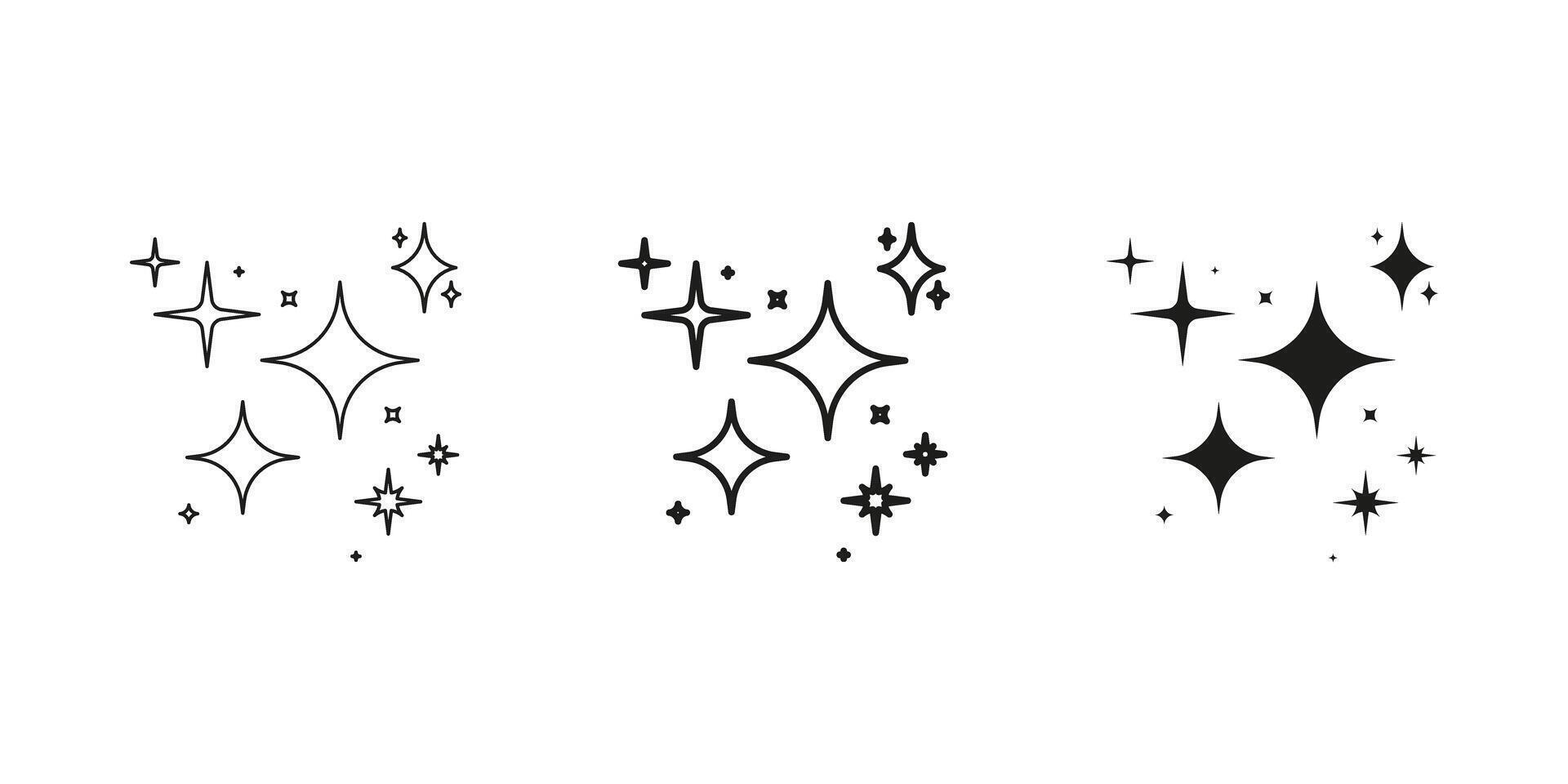 Sparkle And Starburst Line And Solid Icon Set. Glitter And Shine Symbol Collection. Isolated Illustration vector