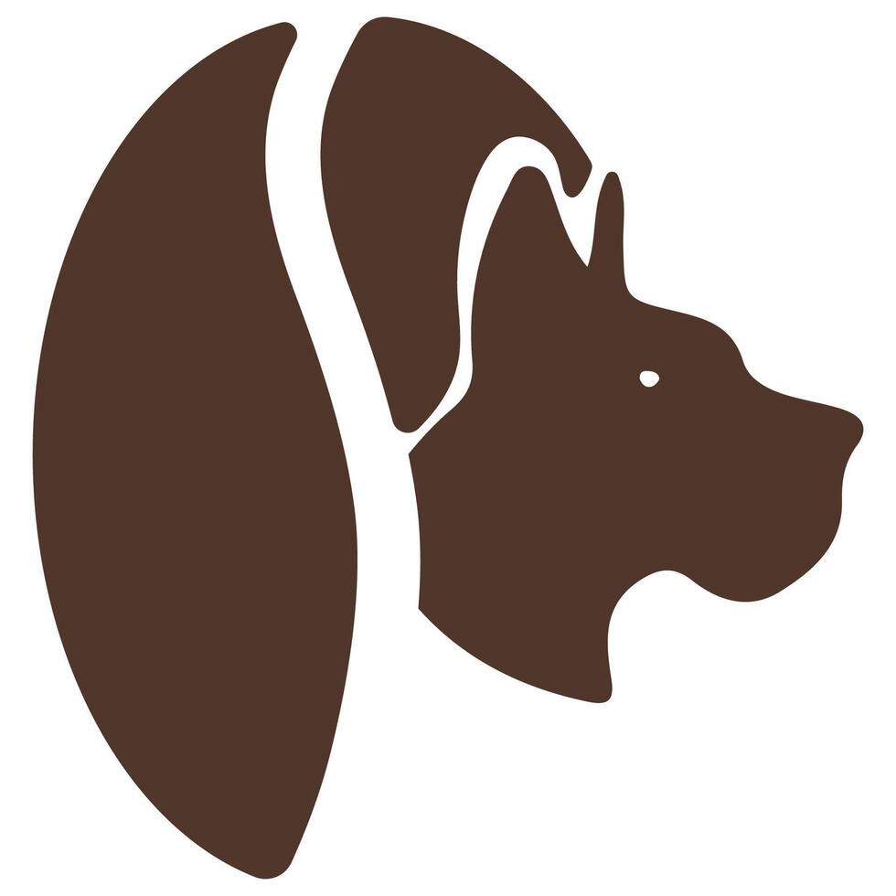 stylized simple coffee bean logo with an animal head, namely a dog silhouette vector