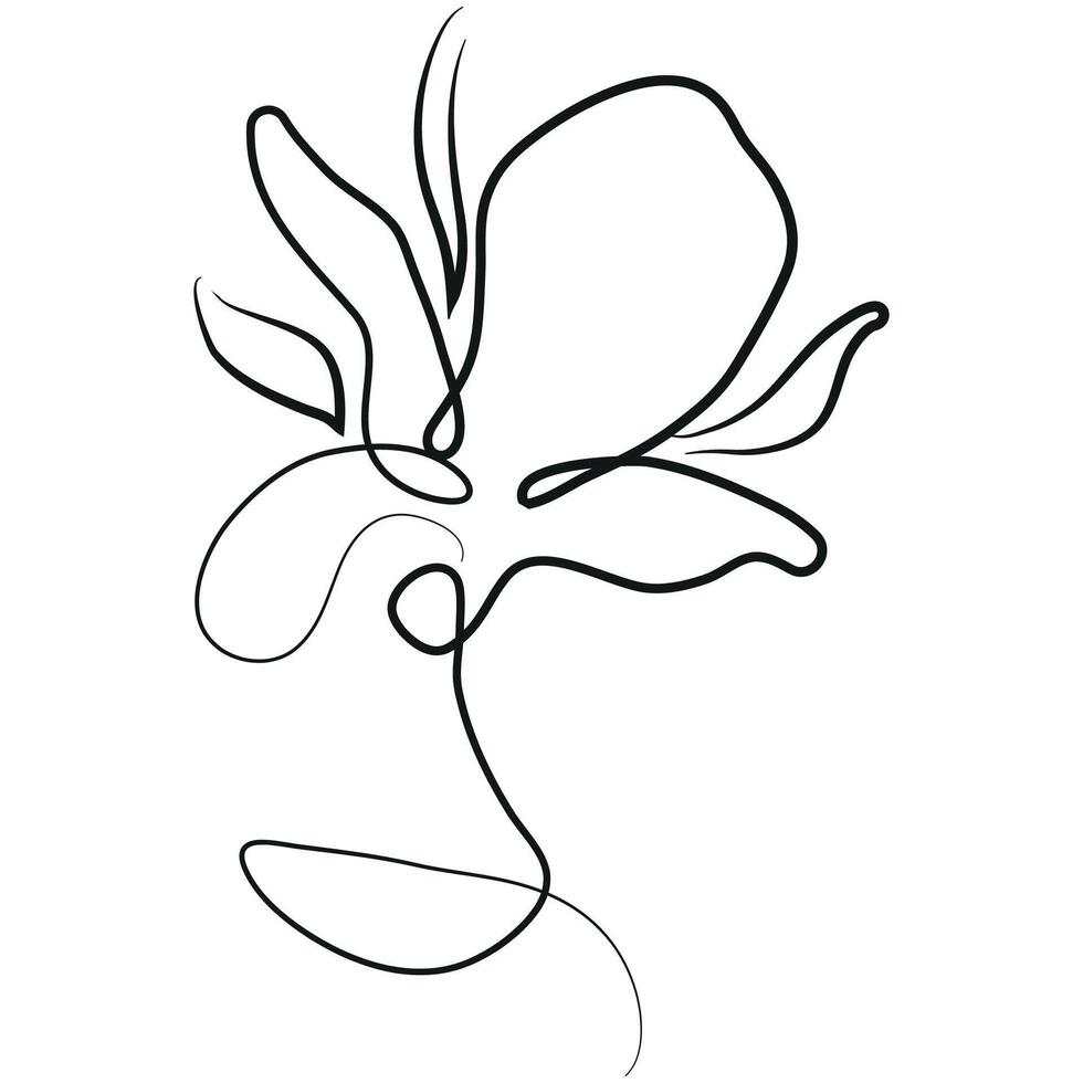 Simple icon of an open magnolia bud in line art style drawn with an original outline, for logos, tattoos or other designs vector