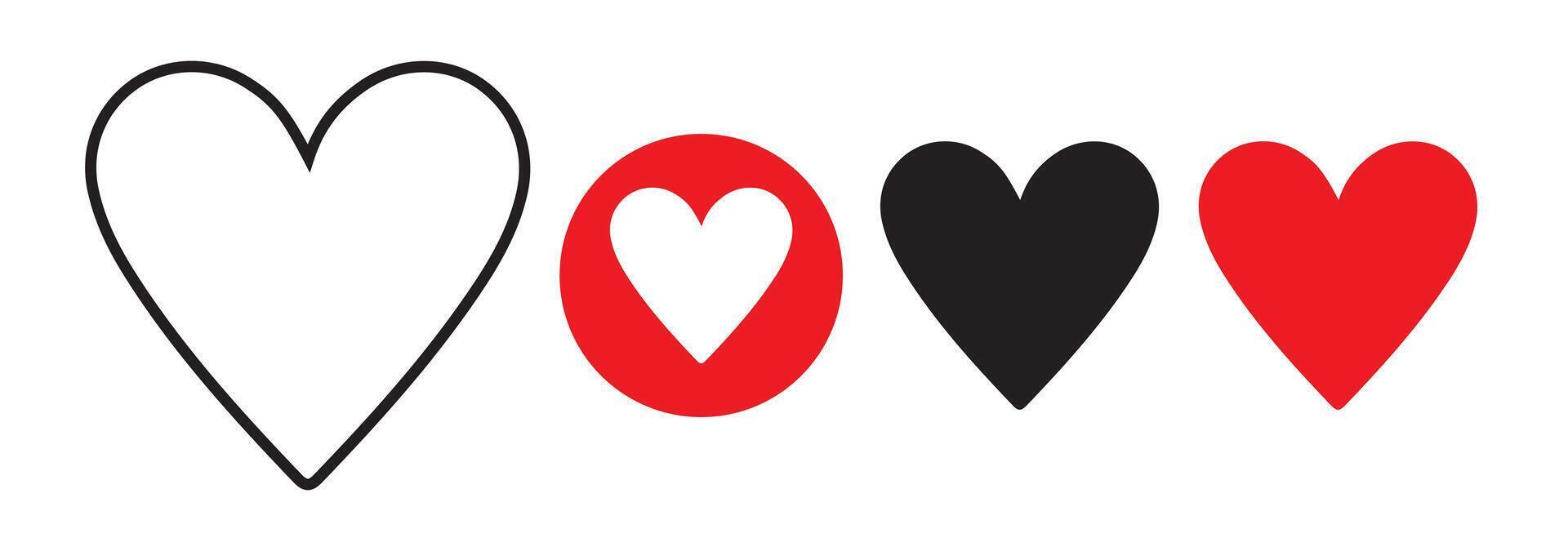 Heart doodles icon set vector