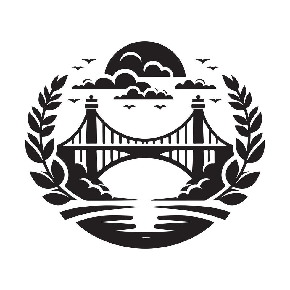 High Resolution Cantilever Bridge Silhouette vector