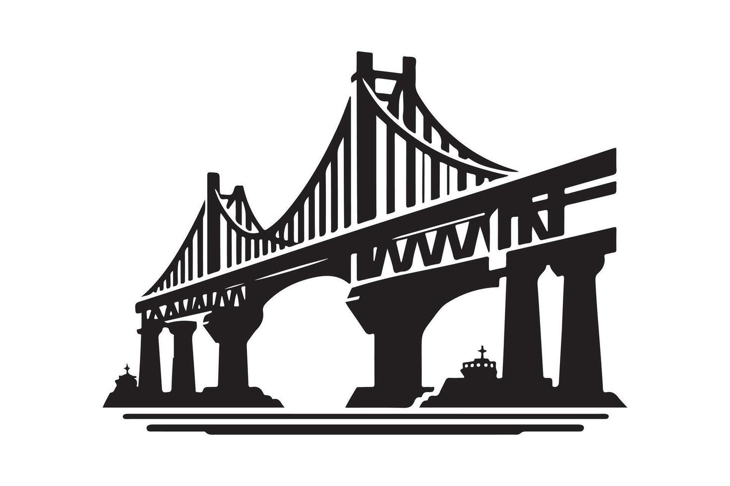 Clean Cantilever Bridge Silhouette Graphic vector