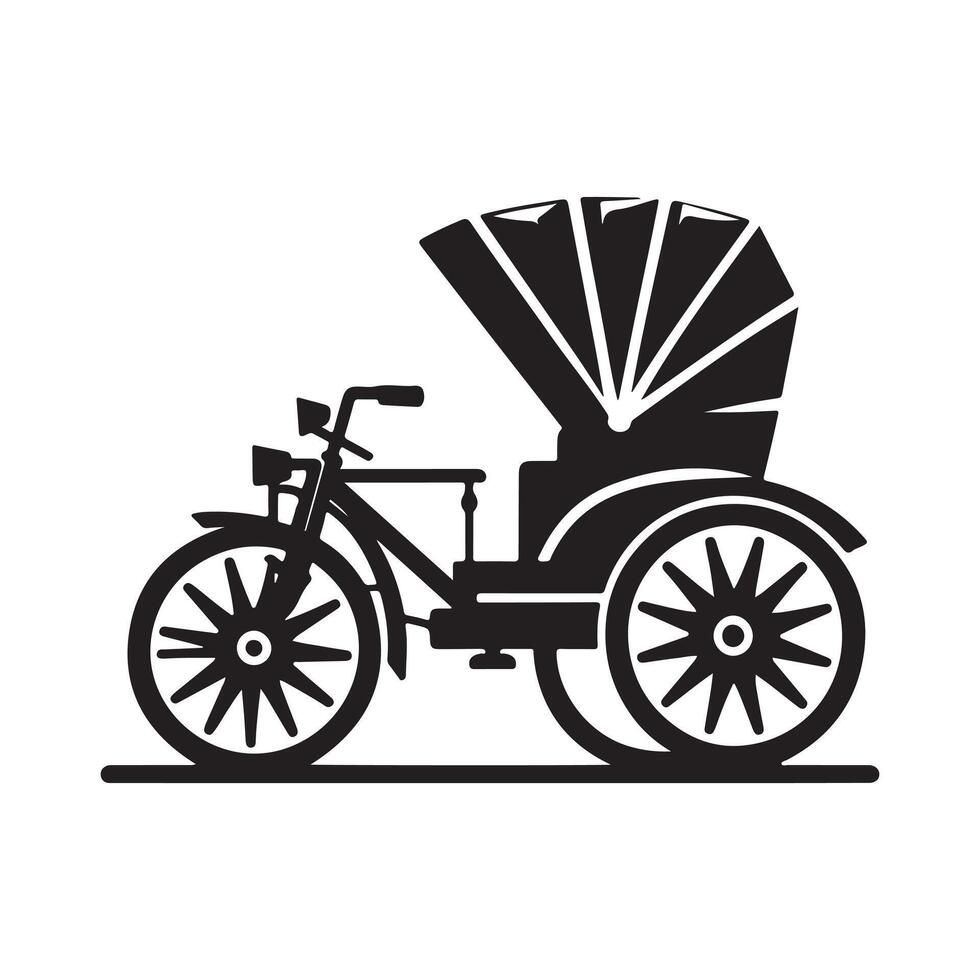 Editable Rickshaw Silhouette for Designers vector