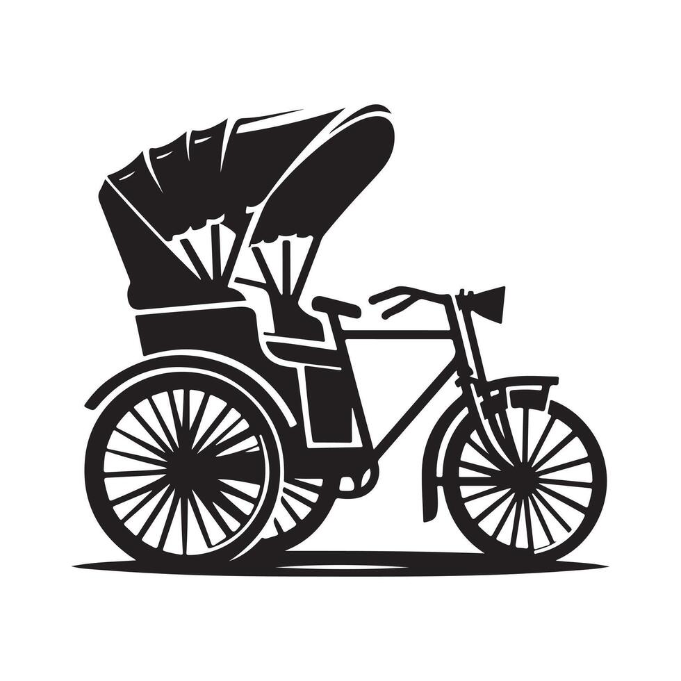 Traditional Rickshaw Silhouette for Logos vector
