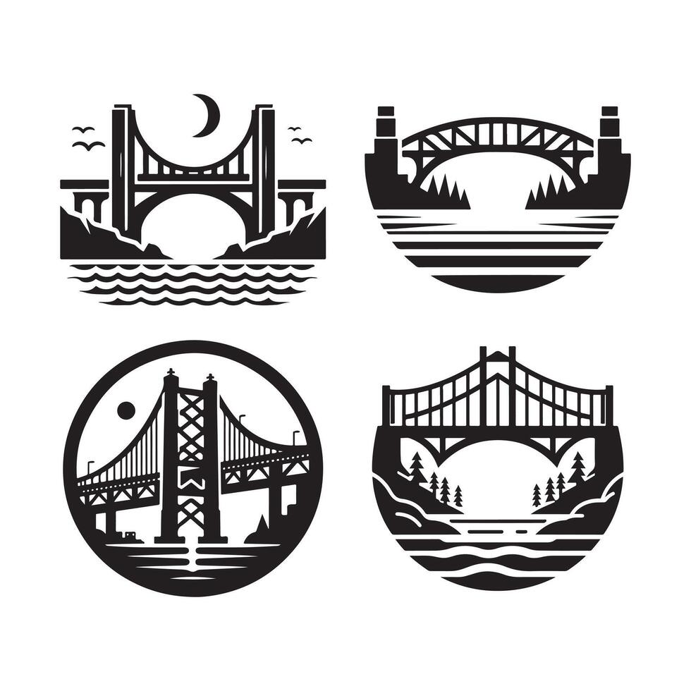 Detailed Cantilever Bridge Silhouette for Projects vector