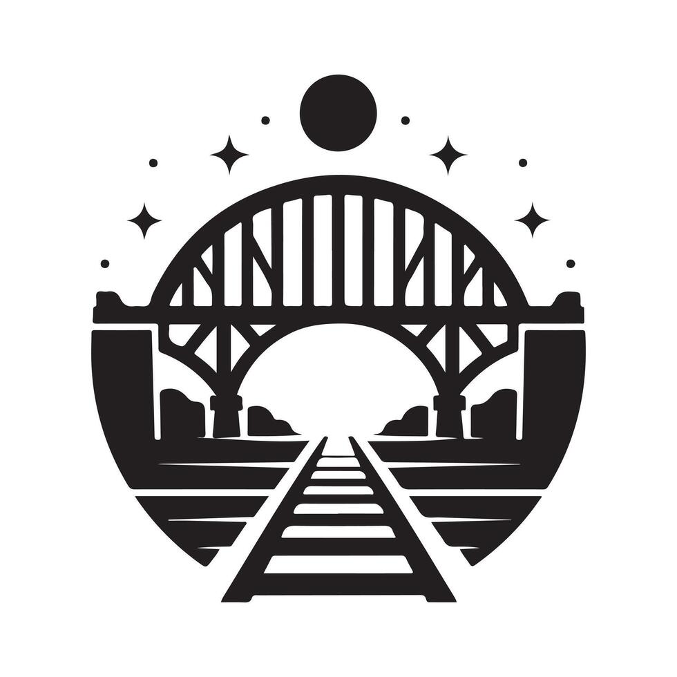 Classic Railway Bridge Silhouette Art vector