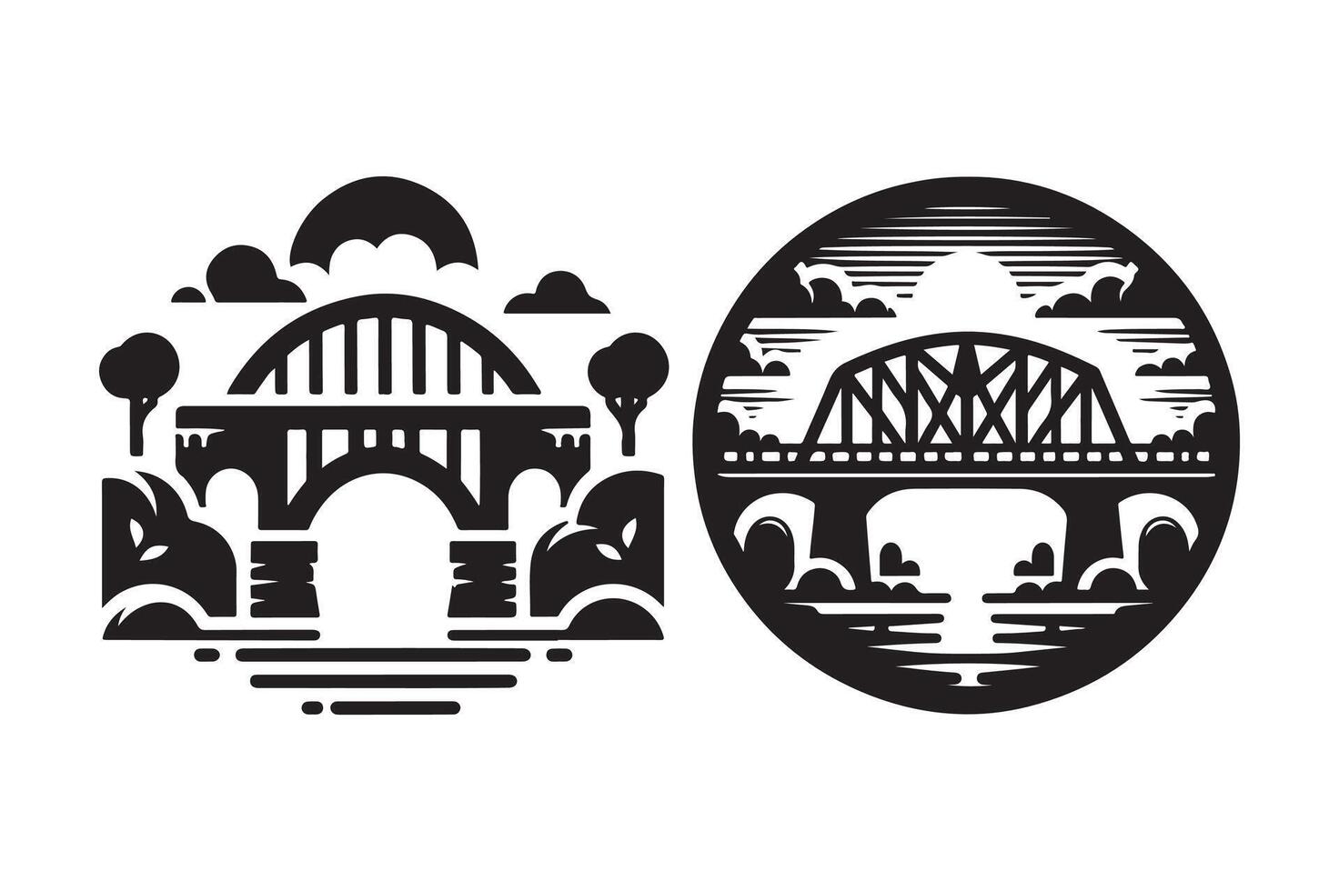 Unique Railway Bridge Silhouette for Websites vector