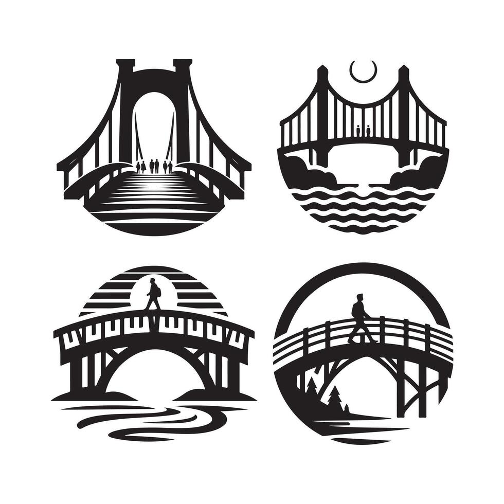 Iconic Footbridge Silhouette for Logos and Websites vector