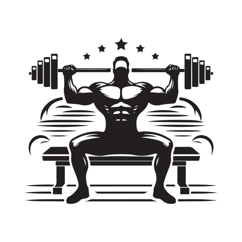 Unique Bench Press Silhouette for Graphics vector