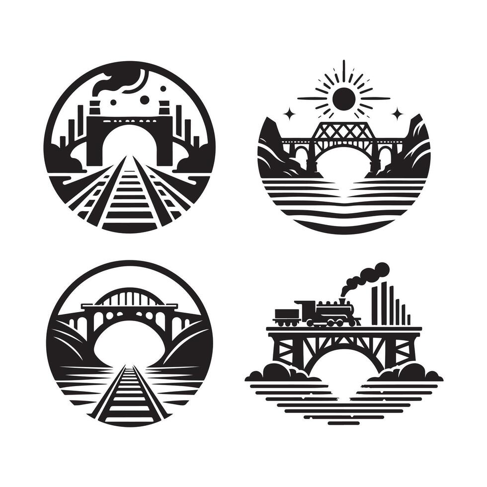 Wooden Bridge Silhouette for Architecture Projects vector