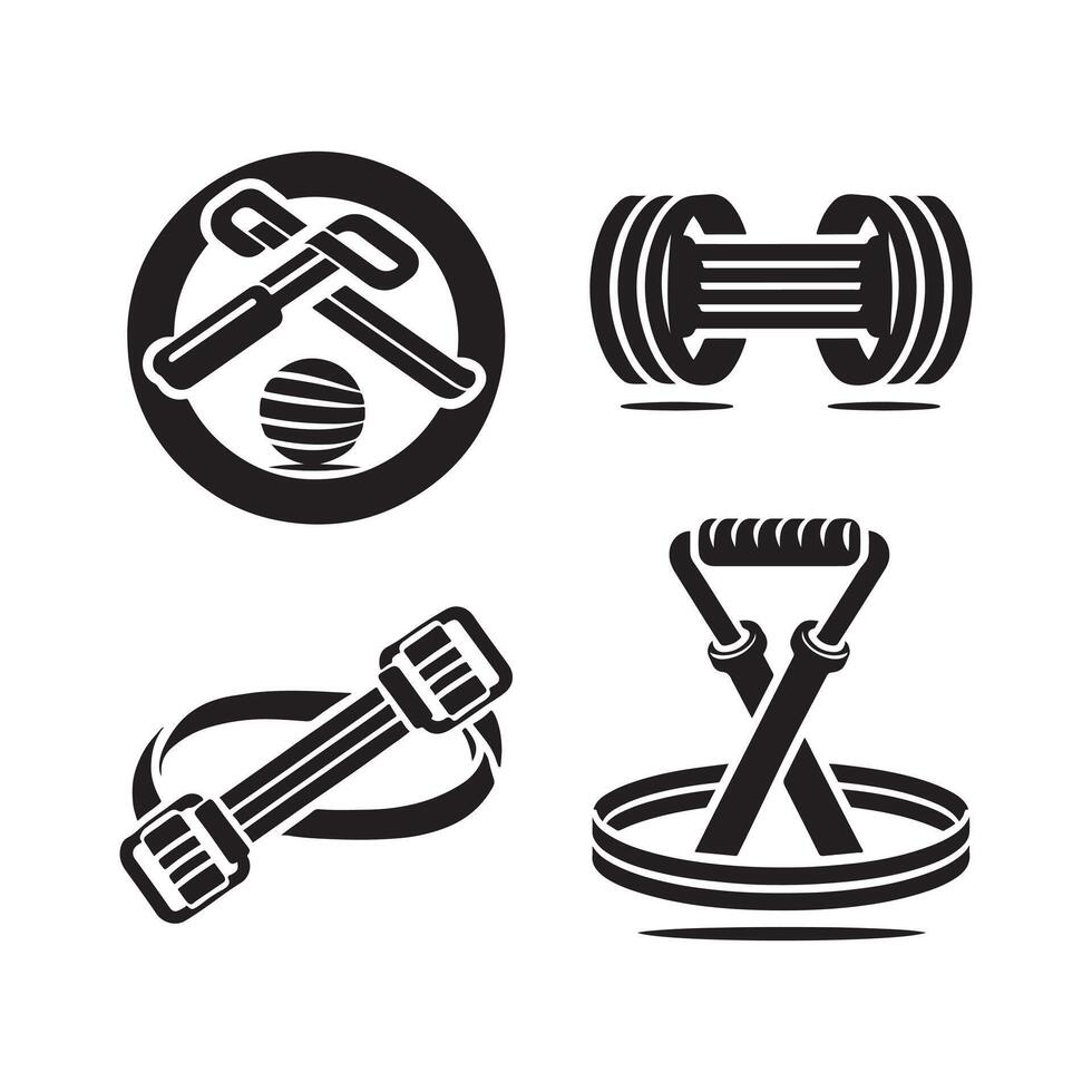 Resistance Band Silhouette for Workout Illustrations vector