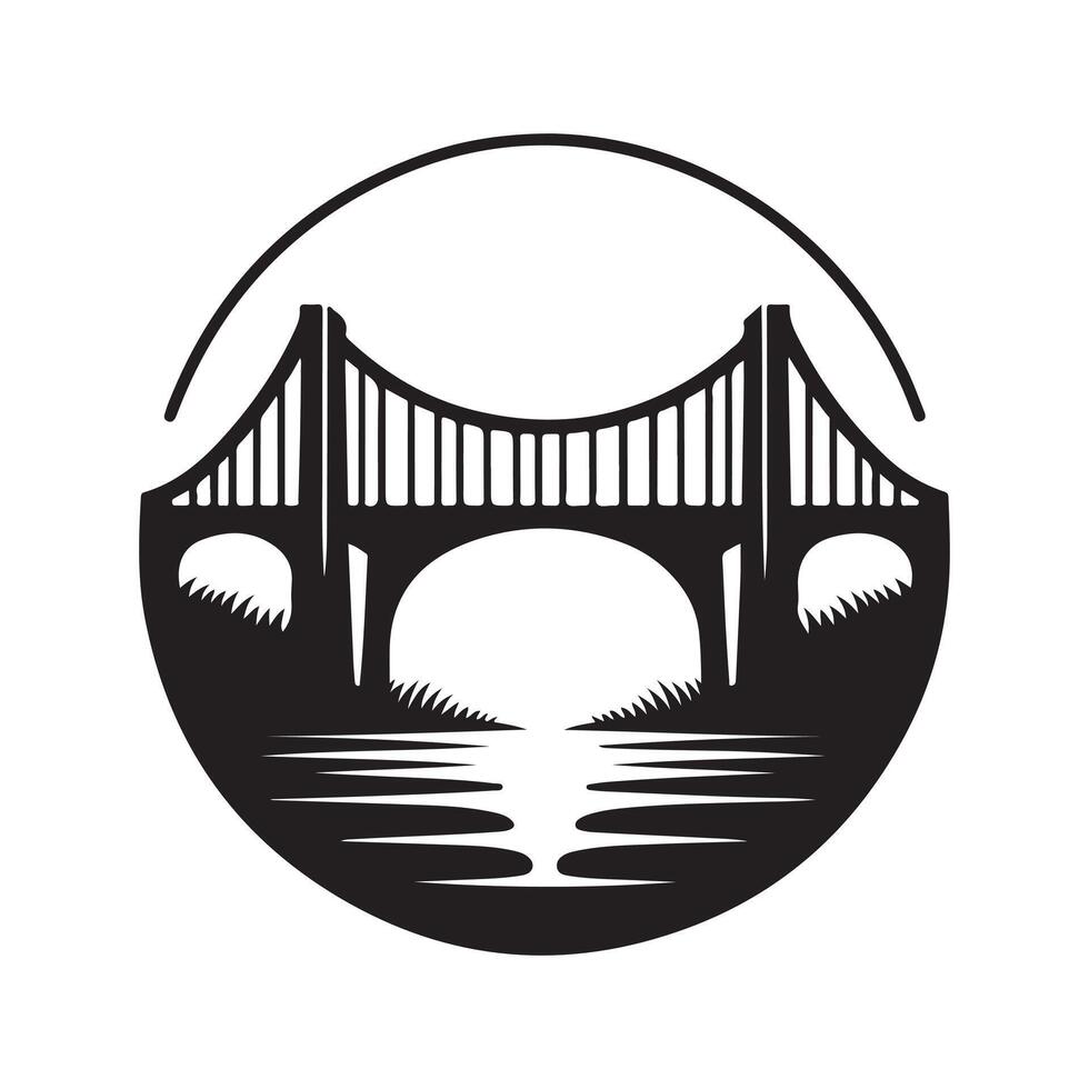 Cantilever Bridge Silhouette for Business Cards vector