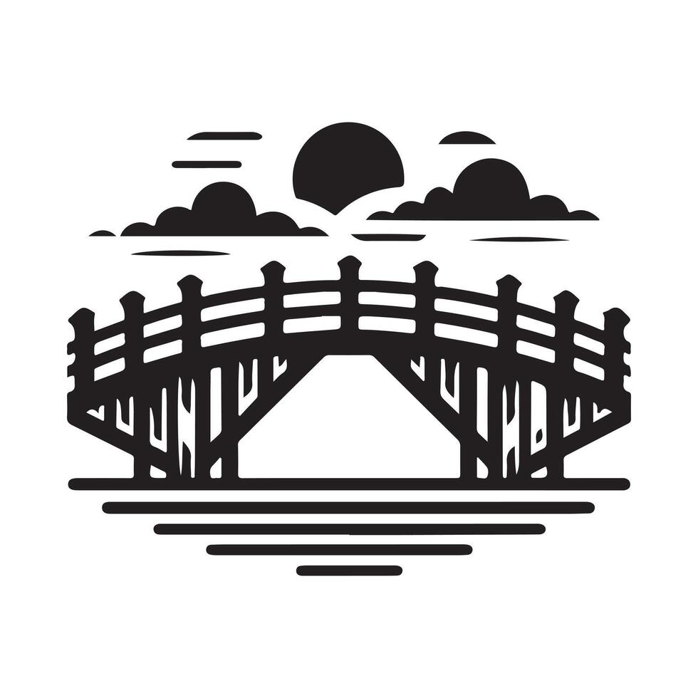 Rustic Wooden Bridge Silhouette for Branding vector