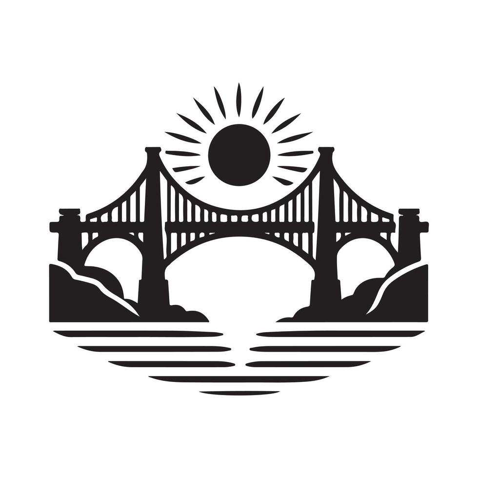 Cantilever Bridge Silhouette for Print Design vector