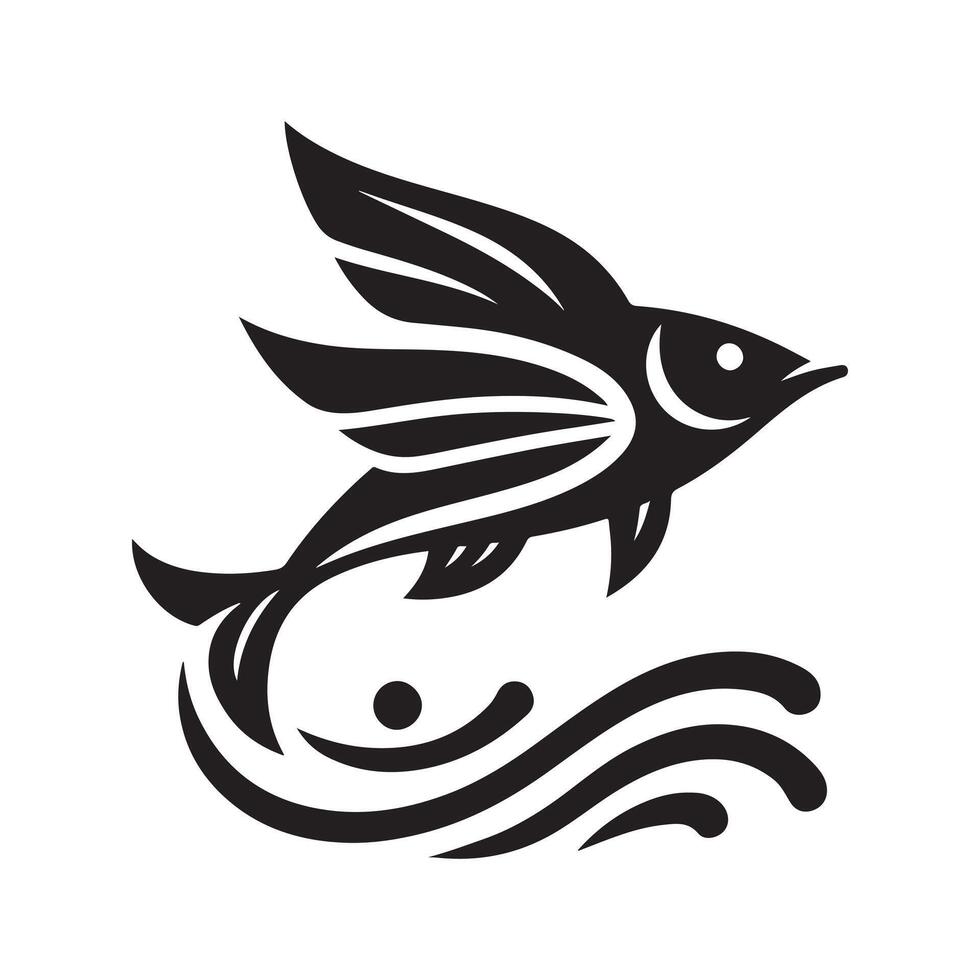 Flying Fish Silhouette for Packaging Design vector