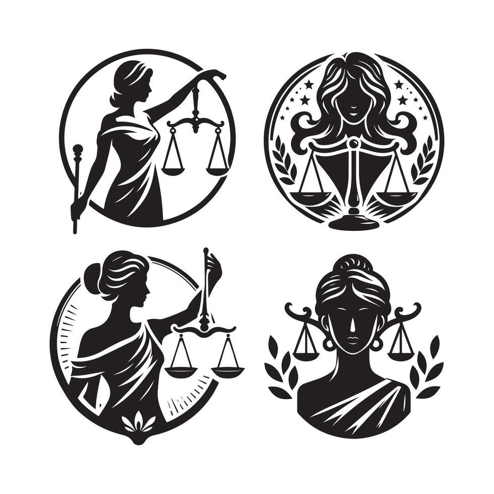 Classic Lady Justice Silhouette for Design vector