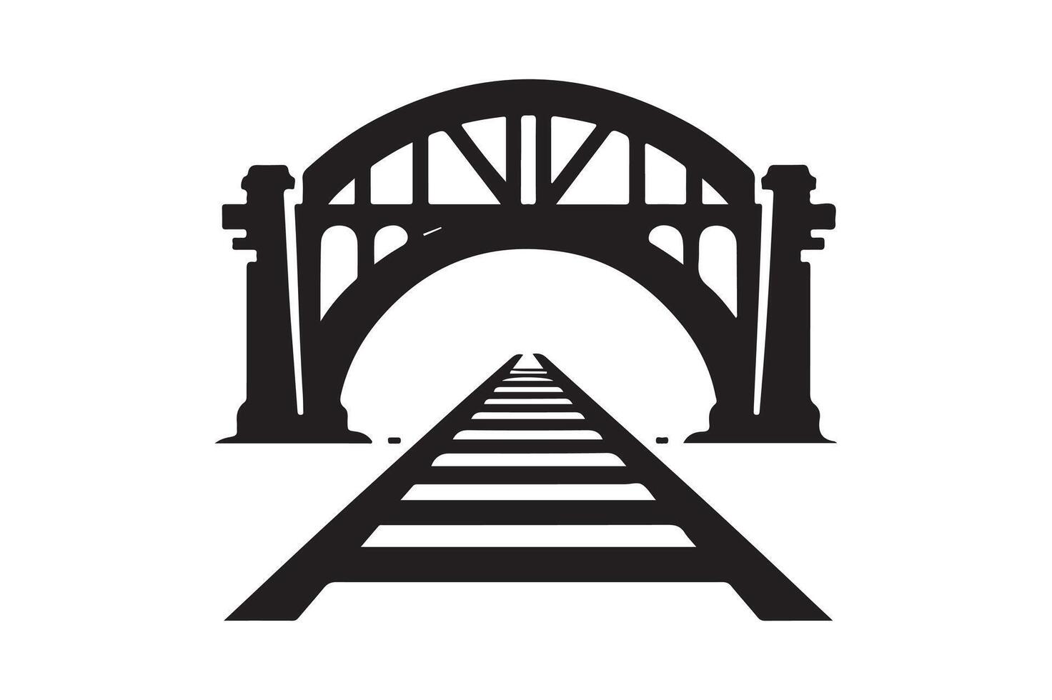 Simple Railway Bridge Silhouette for Icons vector
