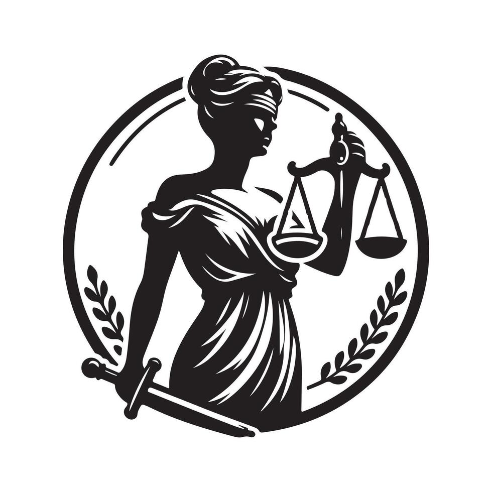 Unique Lady Justice Silhouette for Logos vector