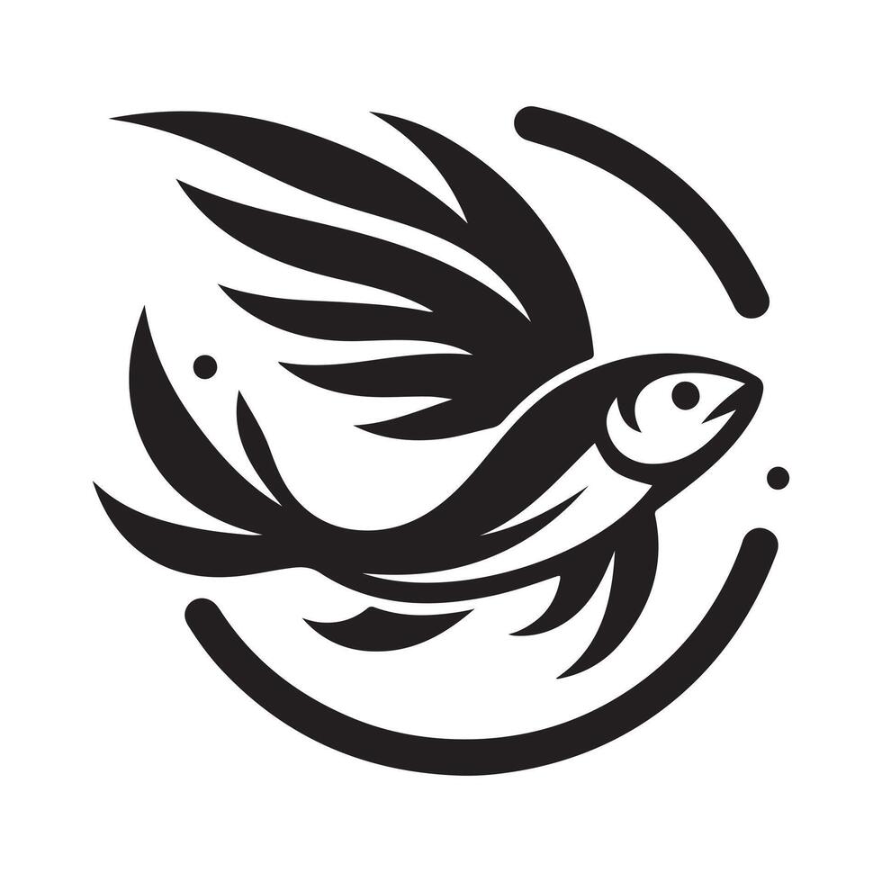 Iconic Flying Fish Silhouette for Logos vector
