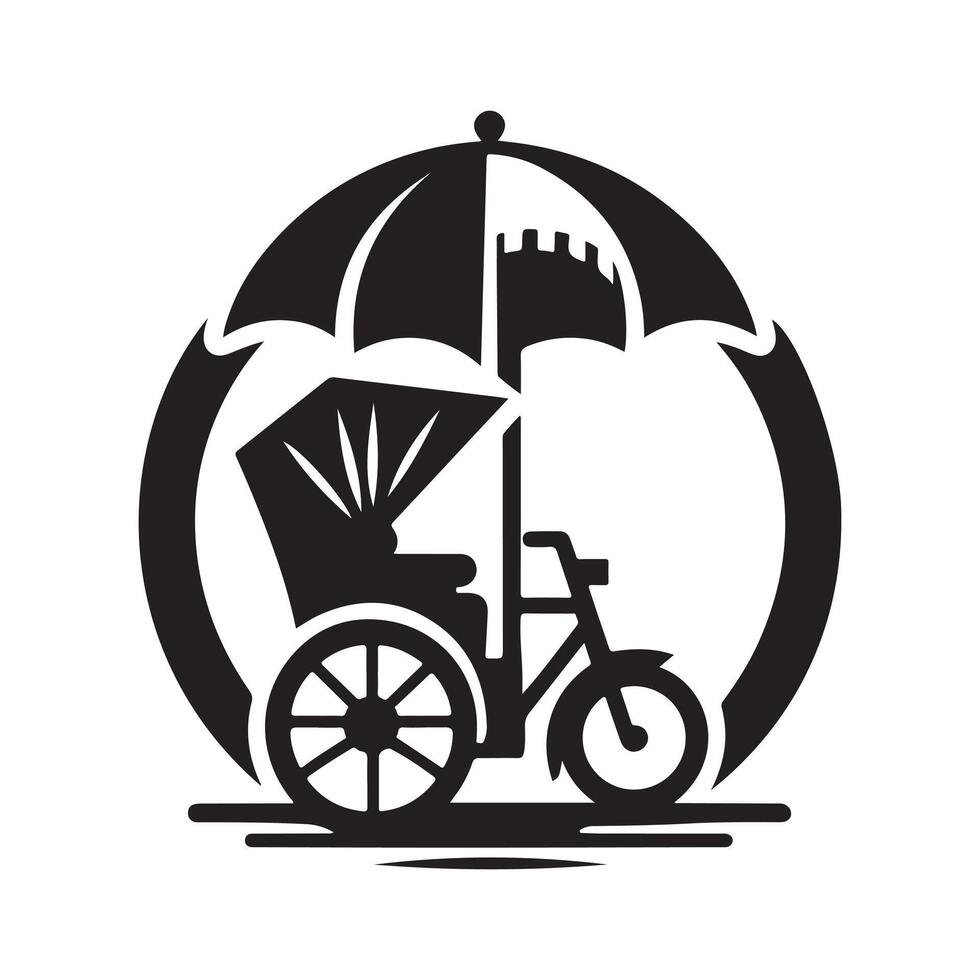 Authentic Rickshaw Silhouette Illustration vector