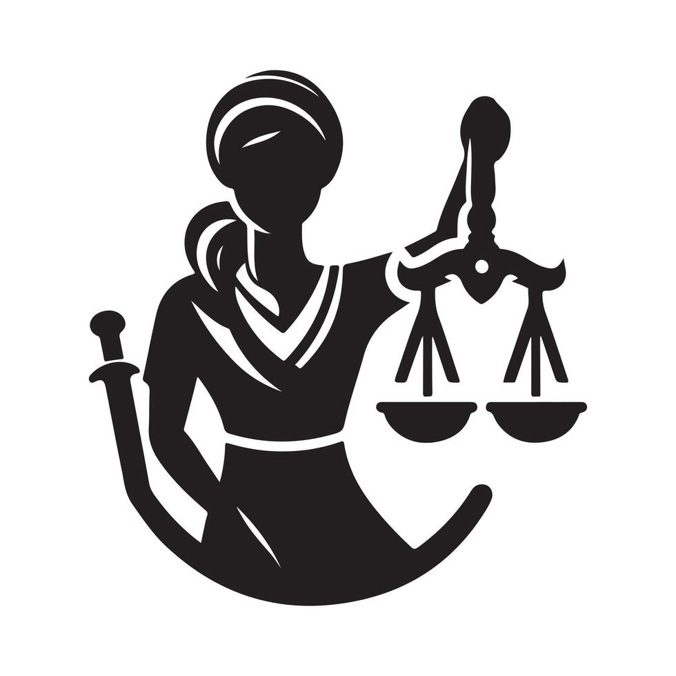 Elegant Lady Justice Silhouette for Projects vector