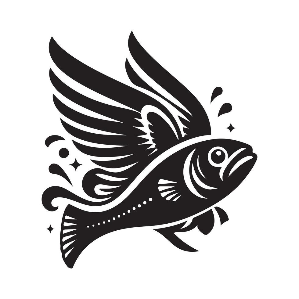 Flying Fish Silhouette for T-Shirt Printing vector