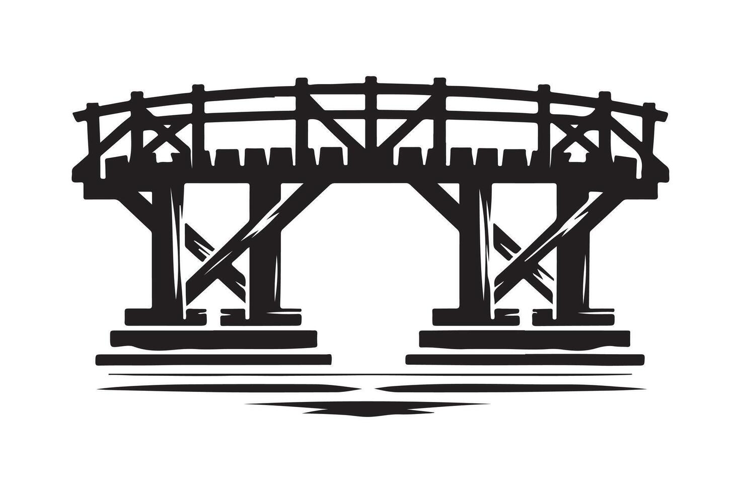 Vintage Wooden Bridge Silhouette for Graphics vector