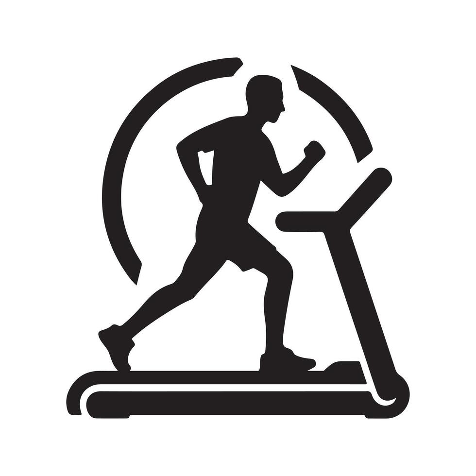 Detailed Treadmill Silhouette Graphic vector