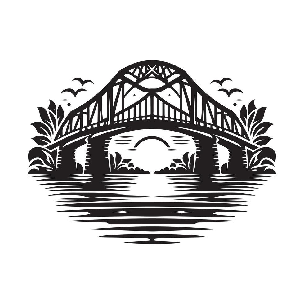 Professional Cantilever Bridge Silhouette for Websites vector