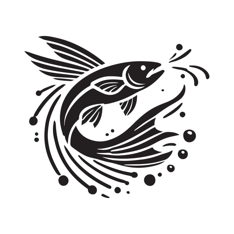 Flying Fish Silhouette for Custom Graphics vector