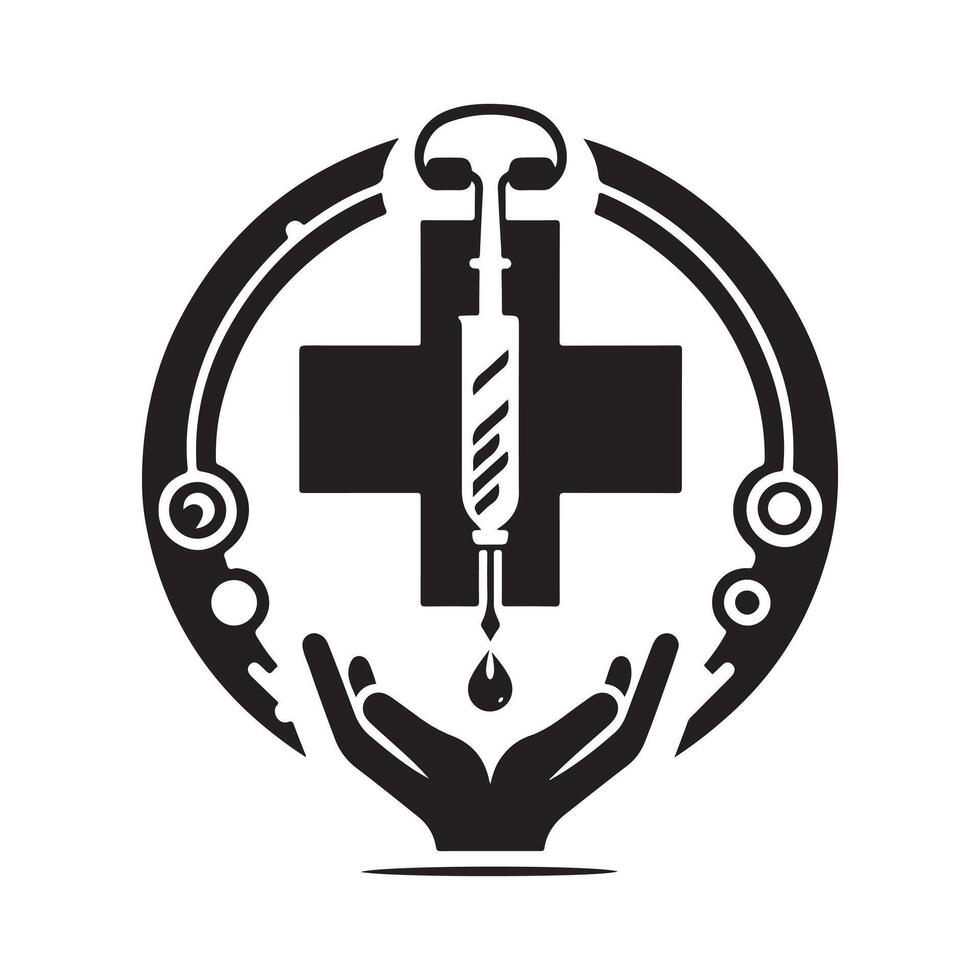 Professional Medical Icon Logo Silhouette Graphic vector