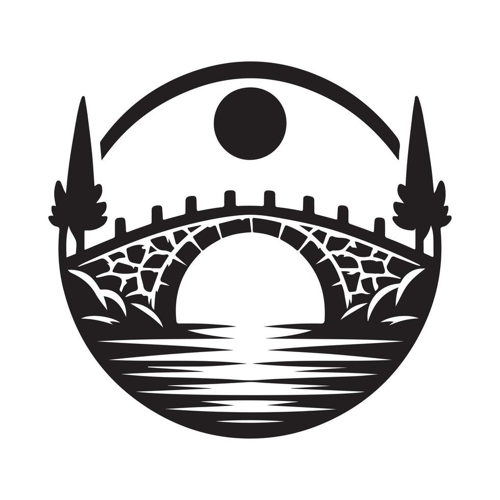 Stone Bridge Silhouette for Landscape Projects vector