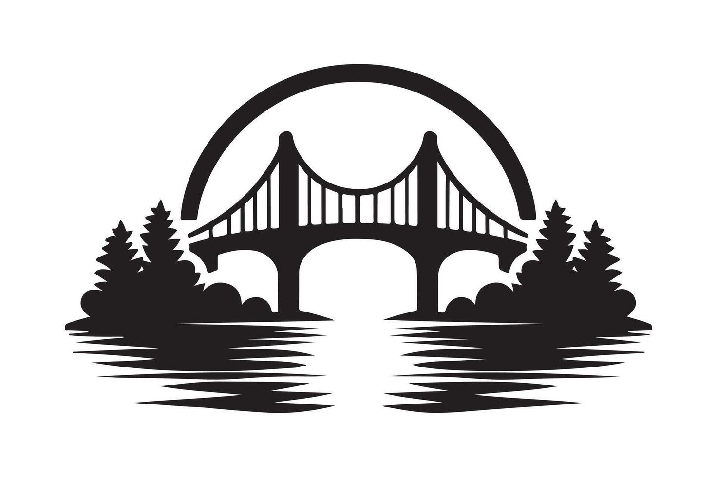 Professional Stone Bridge Silhouette Art vector