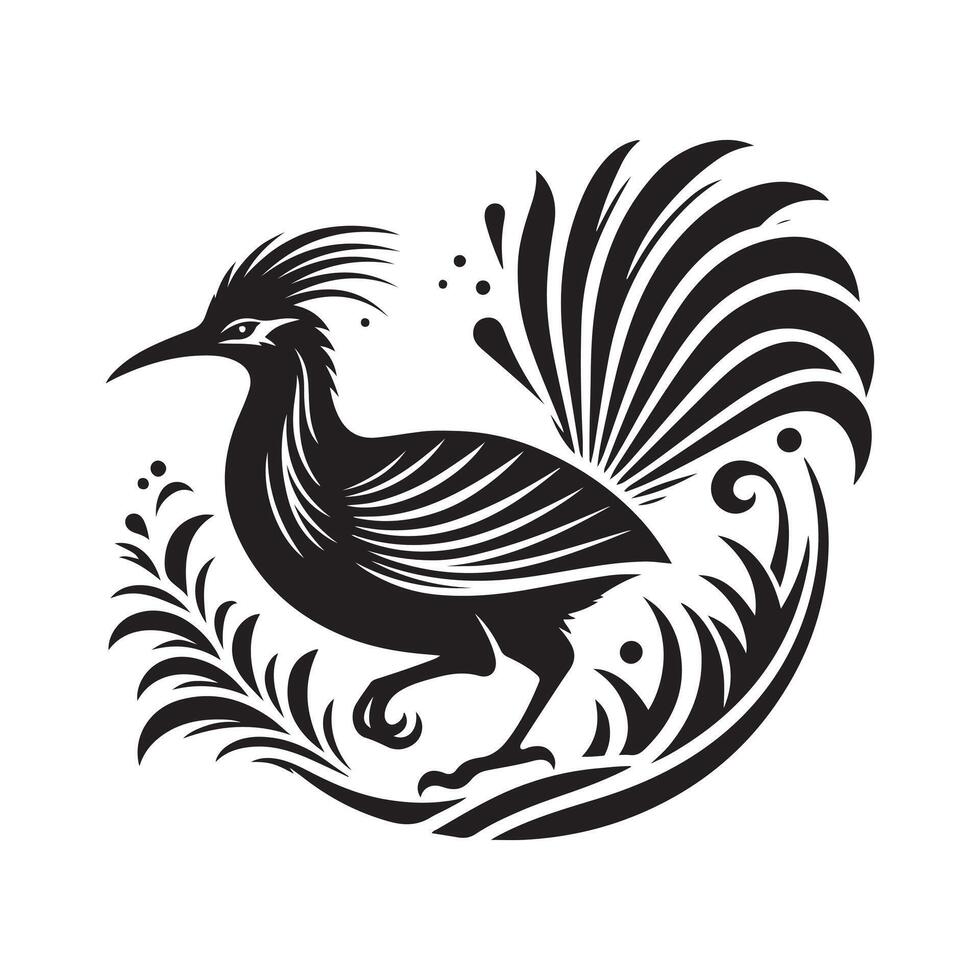 Superb Lyrebird Silhouette for Ornamental Use vector