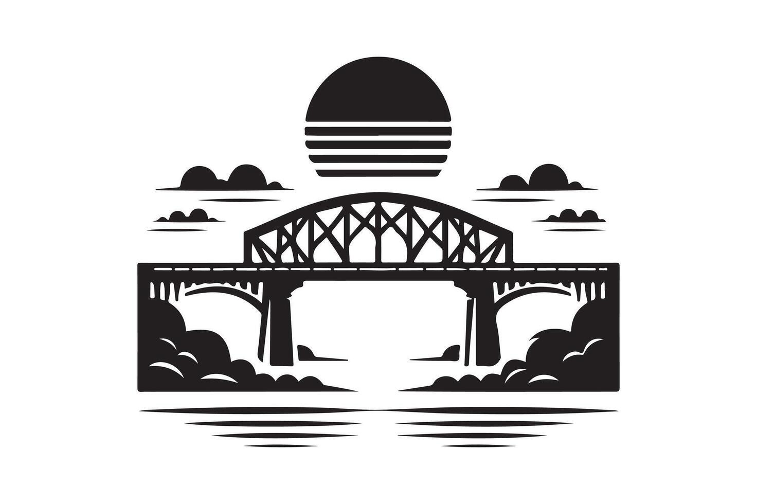 Beam Bridge Silhouette for Construction Branding vector