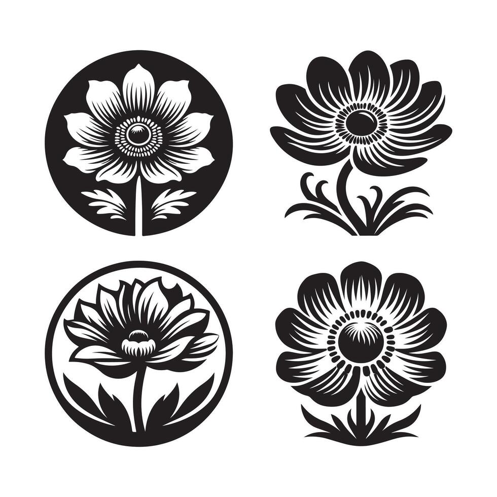 Beautiful Anemone Silhouette for Design vector