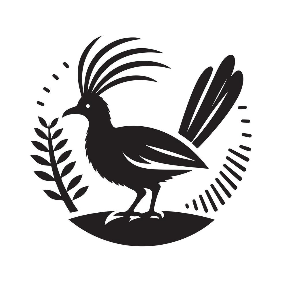 Superb Lyrebird Silhouette for Wildlife Logos vector