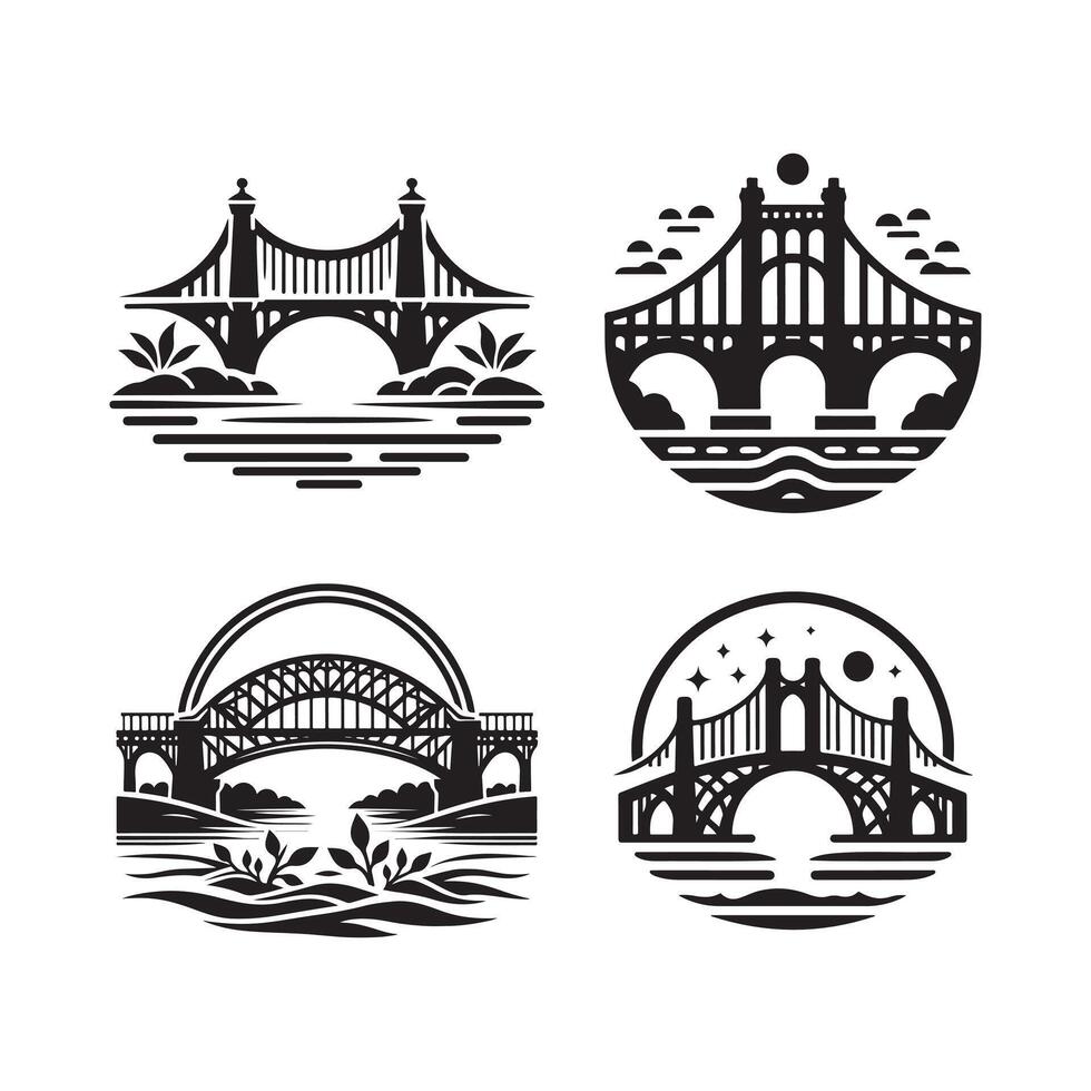 Cantilever Bridge Silhouette for Digital Projects vector