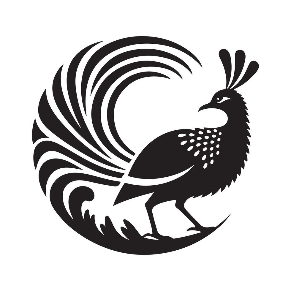 Superb Lyrebird Silhouette for Posters vector