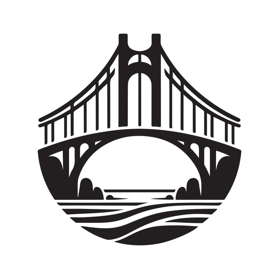 Stone Bridge Silhouette for Web Design vector