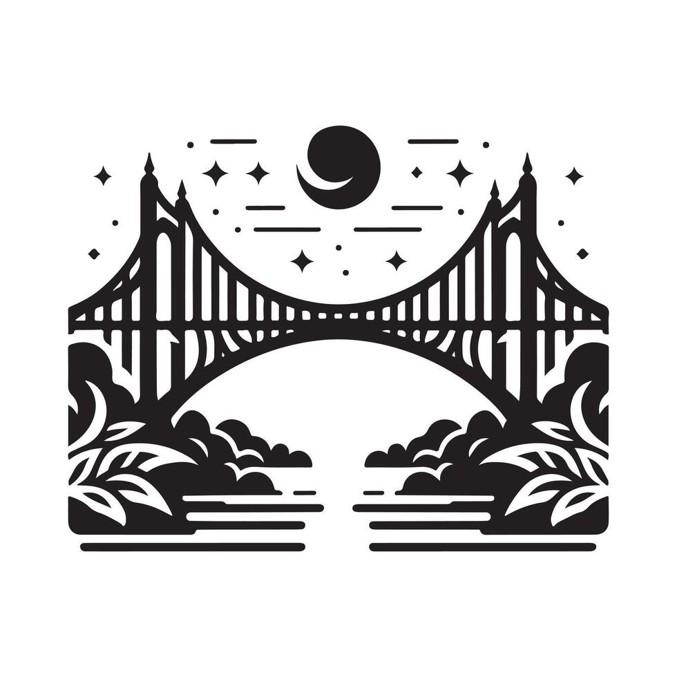 Cantilever Bridge Silhouette for Infrastructure Logos vector