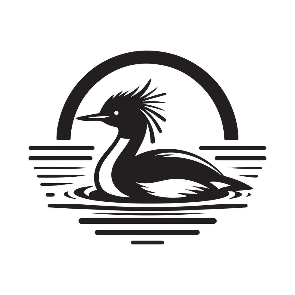 Artistic Junin Grebe Silhouette for Designers vector