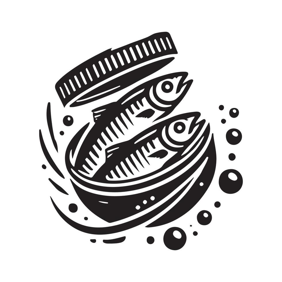 High-Quality Sardines Fish Silhouette for Marketing vector